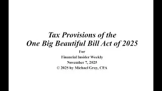 Tax Provisions of the One Big Beautiful Bill Act