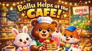 🐻 Ballu Helps at the Cafe 🍯 | A Cute Story for Kids