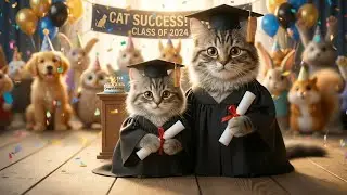Meme Cat Success! AI Cat Graduation Celebration | Heartwarming Cat Story