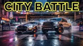 🏁 Muscle Cars vs. Pickup Trucks &ndash; Night Race in Downtown Chicago! 🚗💥🌧️