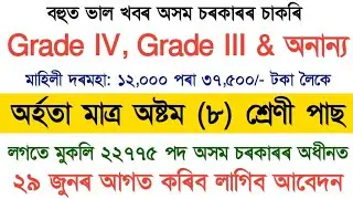 Assam Job: Grade IV Vacancy in Assam | 8th Pass Job | Online Apply | Sahayak Assam