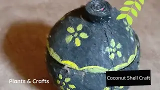 Coconut shell pot/Coconut Shell Pot craft #coconutshellcraft #moneypot #reuseideas #plants & crafts