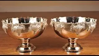 Pair Sheffield Silver Plate Punch Bowls