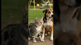 Dog vs Cat Fight 😱 | Playground Drama  #dogvscat #Shorts
