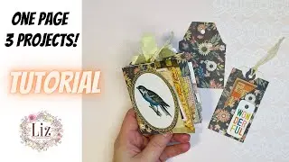 ONE 12x12 PAPER = 3 PIECE SET - TUTORIAL - MINI ALBUM /JOURNAL - ONE PAGE WONDER #papercrafts