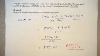 Managerial Accounting - Determining Sales Revenue for a Target Profit