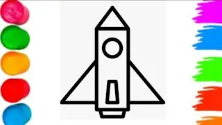 Easy rocket drawing painting and colouring for kids and beginners