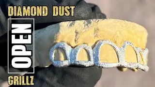 Custom Grillz 925 Sterling Silver Open Face Diamond Dust Teeth