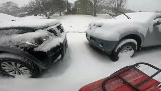 2002 yamaha big bear plowing snow