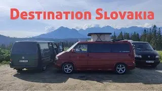 3 Volkswagen T4 vans travelling to Tatra mountains, Slovakia