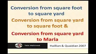 Conversion from Square foot to square yard & conversion from square yard to Marla
