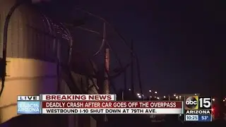 Deadly crash after car goes off overpass