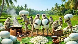 बंदरों ने बनाया आगरा का फेमस पेठा |Monkeys Made Agra's Famous Petha | Monkey Cooking..
