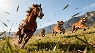 A Beautiful Horse Hunted by Hungry cougars  | RDR2 Wildlife Survival Cinematic 21