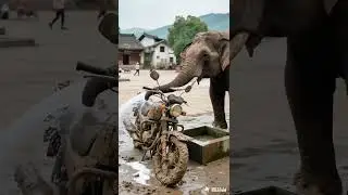 Car wash, elephant, rare sight, strange stories, boo absurd video