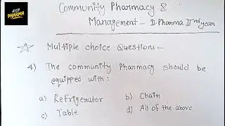Community Pharmacy | D Pharma 2nd year | MCQs For 2026 exam | AYSP Pharma | @AP_Pharmacy 