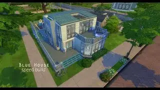 Blue House // The Sims 4 - speed build (solid colour build challenge)