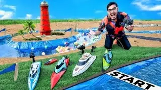 RC Boat Race Challenge on Mini Water Canal 🔥-कौनसी वाली जीतेगी रेस? Looser Will Get Mud Bath 