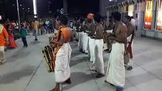 kerala traditional drums and dance near Lalitha Jewellery shop  Opening Vijayawada , Kerala Dappu