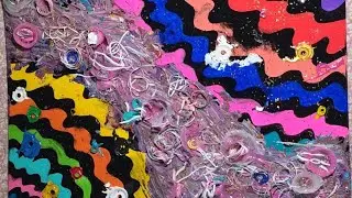 Last Multimedia Painting of 2025 - Using Acrylic Paint, Plastic Utensils & Wax Pencil Shavings 