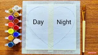 Heart / Double Exposure Painting / Day and Night Easy Masking Tape Satisfying /for beginners