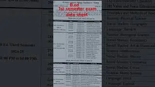 B.ed 1st semester exam date sheet 2024-2026