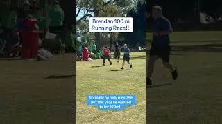 Brendan ran the 100m race!! He is in the blue in the far left (right of screen). He came 4th!!!