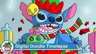 Elf Stitch and Scrump Surrounded by Presents Digital Doodle Timelapse via PENUP