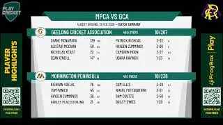 Mornington Peninsula v Geelong Cricket Association