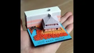 Omoshiroi Block Tree House Model Notepad 3D Memo Pad