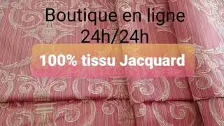 Jacquard orange &agrave; rayure motif floral Baroque Rococo tissu ameublement grande largeur m&egrave;tre rideau