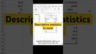 Descriptive statistics in Excel #excel #stats #statistics #dataanlytics