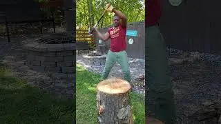 A Stubborn One 😣 #axe #chopping #asmr #stressrelief #timber #axercise #choppingwood  #tingles
