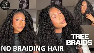 First Time Try Tree Braids | NO BRAIDING HAIR | Full Tight Curly Human Hair | Ft. @LockBraids