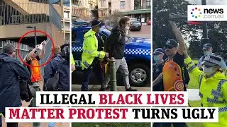 Illegal Sydney BLM protest turns ugly as organiser is arrested