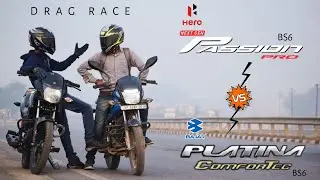 Hero Passion Pro BS6 Vs Bajaj Platina 110 BS6 | Drag Race | Unbelievable Results | UP65 Racers