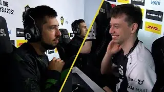 Expression difference between W33, Alliance and Team Secret before the game start