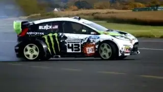 Racing Legends - Ken Block at Woodford, drifting around an Avro Vulcan