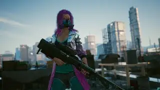 Testing out the new sniper rifle. Cyberpunk 2077