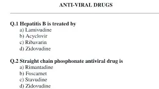 Anti viral drugs MCQs! most repeated mcq, PHARMACIST exam preparation#gpat #mcq #pharmacist #pharma