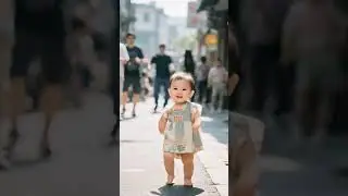 🎶Cute baby dancing on the street🥰 #babyviral #ytshorts #cutedance #babylaughing #babyshark