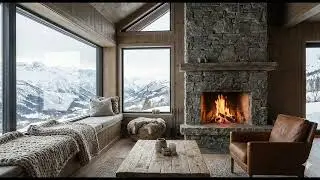 StillFrame | Minimalist Architectural Interior — Gentle Fire Crackling & Ambient Music