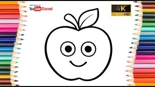 How to Draw and Color a Cute Apple 🍎 | Easy Apple Drawing for Kids