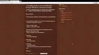 Part 1 # Installing Python External libraries through Windows command prompt