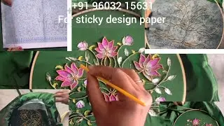 #sticky paper embroidery blouse design #painting #aary work #handbroidery 