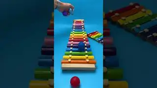 🌈🎶 Red marble slide on xylophone #SoftTones
