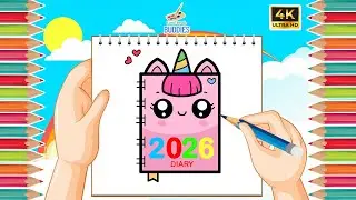 Как нарисовать милый дневник 2026 📔✨ | Простой рисунок для детей | Кавайные рисунки к началу учеб...