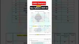 CHSE Class 12 Chemistry NEW Syllabus 2025-26 | chse board exam | #chsechemistry #syllabus #chse2026