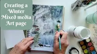 Create with me a Relaxing Winter mixed media Art page:) #mixedmedia #craftideas #mixedmediaart