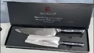 KEEMAKE Damascus Knife Set 3 PCS, Razor Sharp Kitchen Knife Set, Kitchen Knives for Meat Vegetable